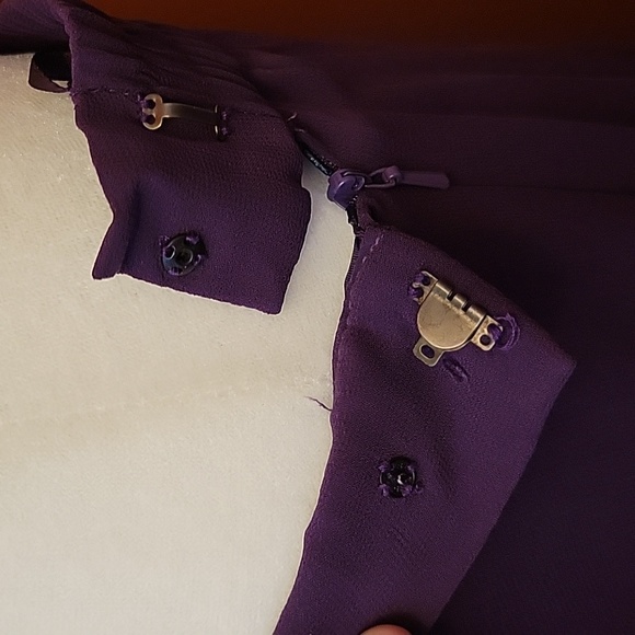 Blakc Tie Oleg Cassini Purple 100% Silk Skirt - Picture 3 of 8